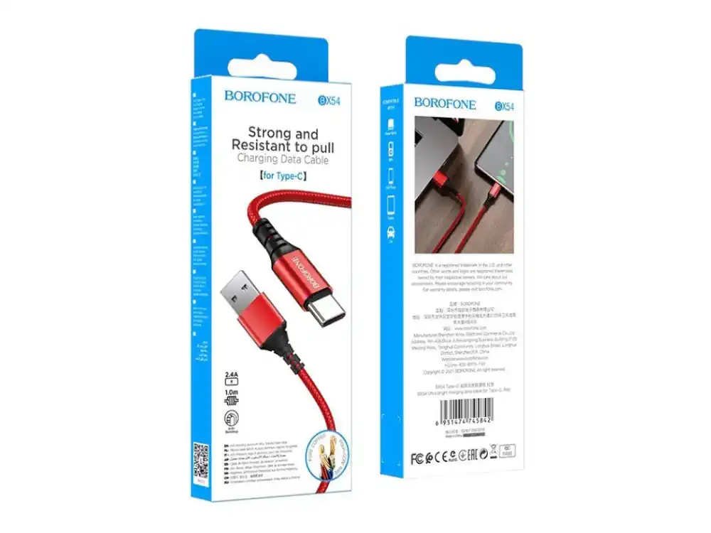 Cable Borofone BX54 Braided USB to Type C 1m Red