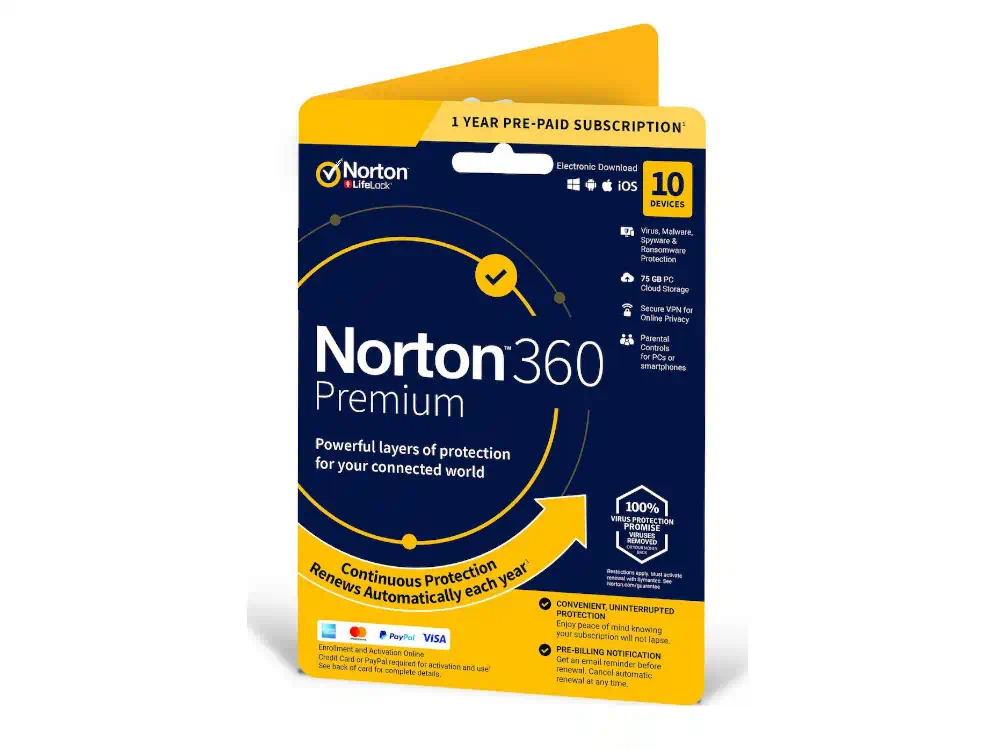 Norton 360 Premium (10 Device - 1 Year) Multi Device Includes 75GB Ηλεκτρονική Άδεια